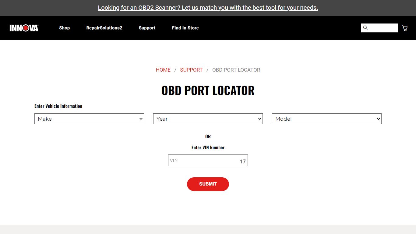 Support - OBD Port Locator – Innova